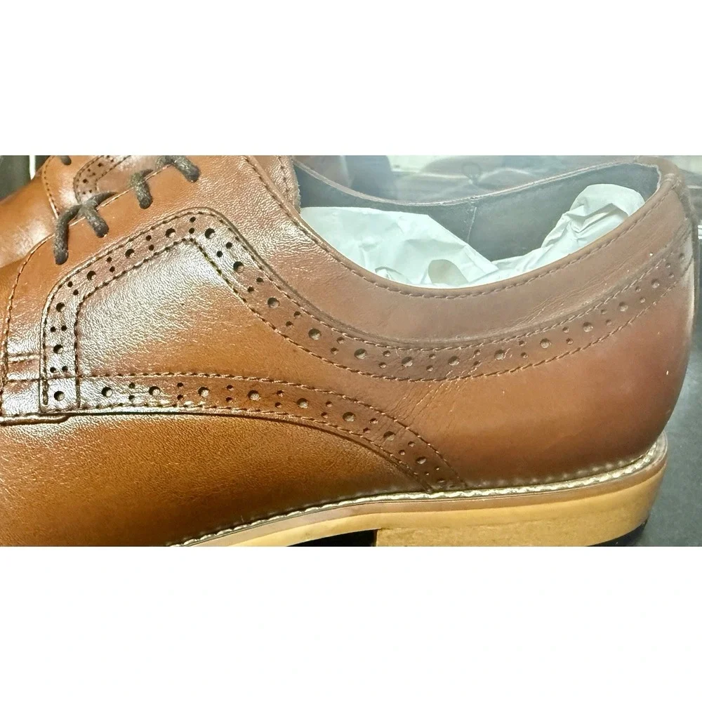 STACY ADAMS Dickinson Oxford Cap Toe - Brown Leather Dress Shoes Men's Size 12